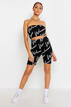 Boohoo Woman All Over Print Cycling Short Set