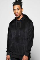 Boohoo Over The Head Velour Hoodie Black