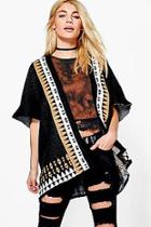 Boohoo Ava Jacquard Poncho With Back Motif