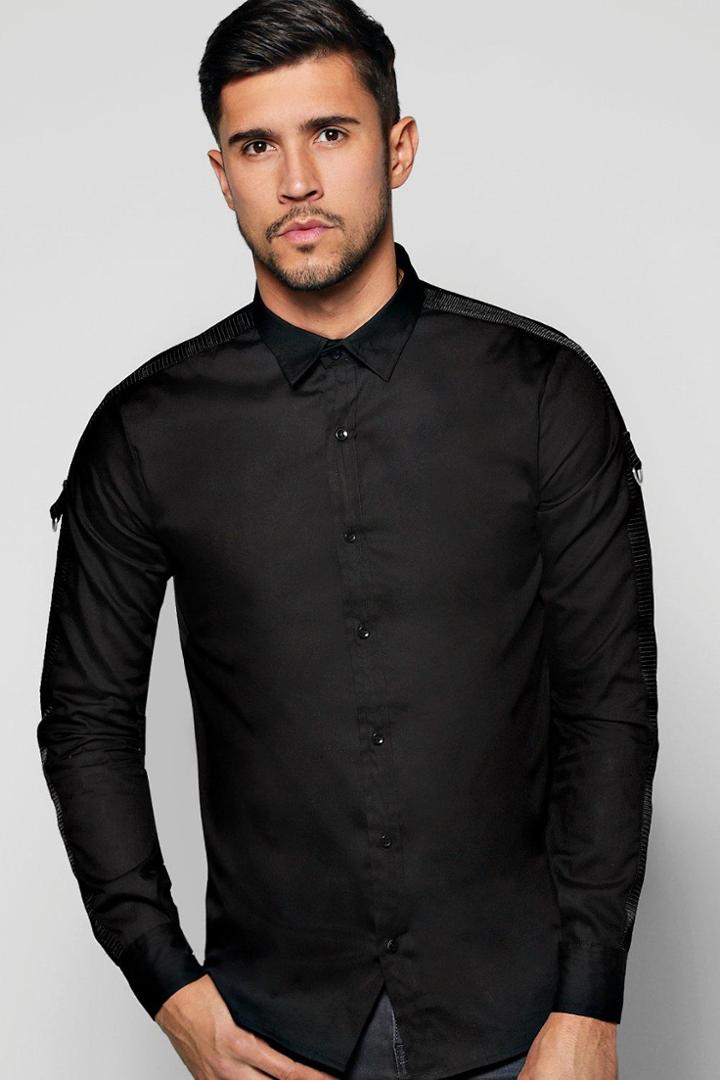 Boohoo Arm Strap Detail Shirt Black