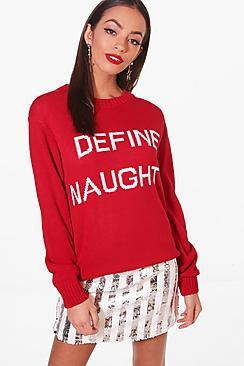 Boohoo Define Naughty Christmas Jumper