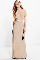 Boohoo Henrietta Rope Tie Maxi Dress