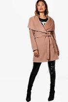 Boohoo Eloise Belted Waterfall Coat