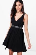 Boohoo Abigail Eyelet Detail Dress Black