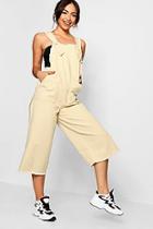 Boohoo Side Tab Fray Edge Cropped Denim Jumpsuit