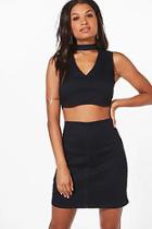 Boohoo Cherry Two Part Denim Choker Dress