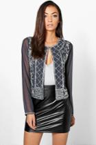 Boohoo Tall Sandrelle Premium Embellished Trophy Jacket Grey