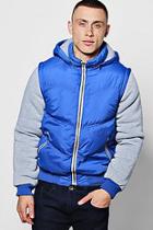Boohoo Padded Jacket With Hood And Jersey Sleeves