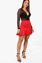 Boohoo Lucy Asymetric Ruffle Hem Mini Skirt