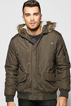 Boohoo Faux Fur Hooded Parka Bomber