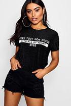 Boohoo Hazel Glitter Slogan Print Tee T-shirt