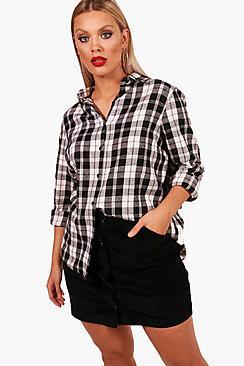 Boohoo Plus Riley Oversized Checked Shirt