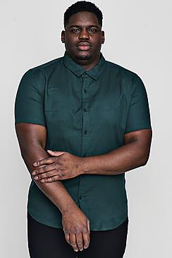 Boohoo Big And Tall Short Sleeve Oxford Shirt