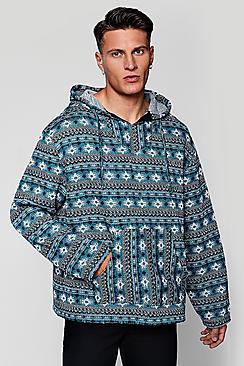 Boohoo Baja Aztec Over The Head Hoodie