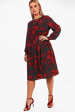 Boohoo Plus Indea Floral Midi Dress