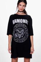 Boohoo Harley Ramones T-shirt Dress Black