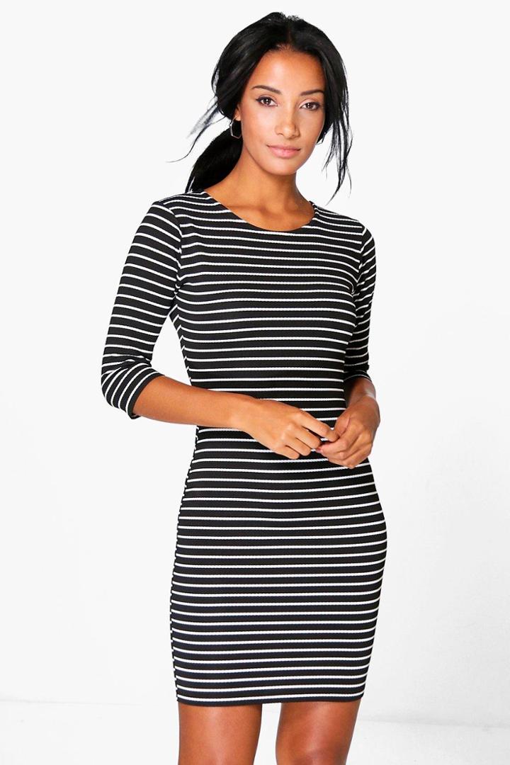 Boohoo Tabbie 3/4 Sleeved Bodycon Dress Multi