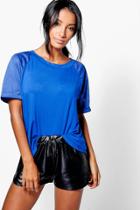 Boohoo Sophie Mesh Sleeve & Back T-shirt Blue