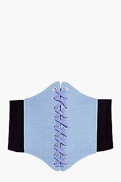 Boohoo Lizzie Denim Corset Waist Belt