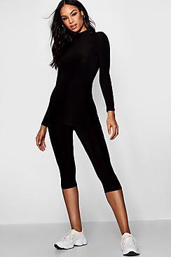 Boohoo Tall Brooke Slinky High Neck Unitard Jumpsuit