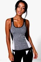 Boohoo Molly Performance Contrast Panel Running Tank Top White