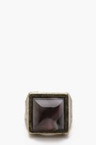 Boohoo Burnished Gold Ring With Black Stone