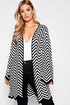 Boohoo Plus Chevron Knit Longline Cardigan