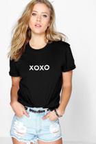 Boohoo Sarah Xoxo Slogan T-shirt Black