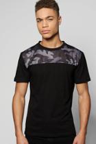 Boohoo Camo Mesh Yoke T-shirt Black