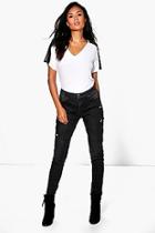 Boohoo Sharon Mid Rise Washed Black Skinny Jeans