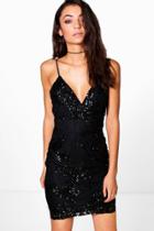 Boohoo Tall Makela All-over Sequin Midi Dress Black