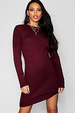 Boohoo Crew Neck Long Sleeve Dress