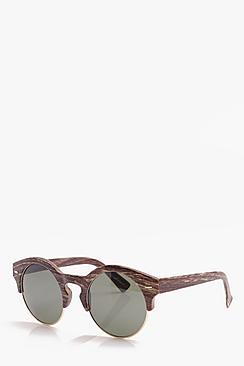Boohoo Wood Effect Retro Sunglasses