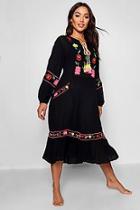 Boohoo Kelly Embroidered Tassel Trim Maxi Dress