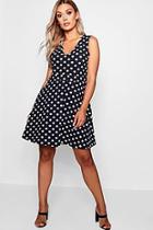 Boohoo Plus Scallop Edge Polka Dot Skater Dress