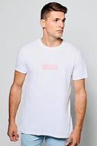 Boohoo Man Pink Box Logo Print T-shirt