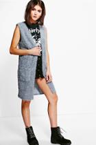 Boohoo Rachel Sleeveless Fluffy Cardigan Grey