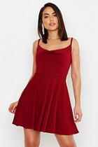 Boohoo Strappy Cowl Neck Skater Dress