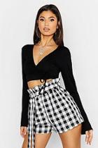 Boohoo Basic Crop Flared Sleeve Crop Top