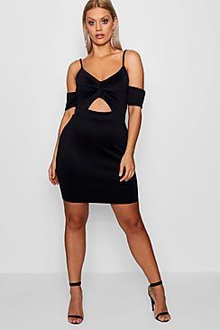 Boohoo Plus Amy Ruched Front Bodycon Dress