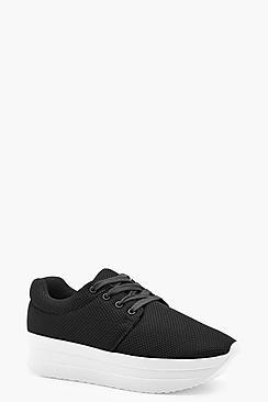 Boohoo Gracie Flatform Mesh Trainer