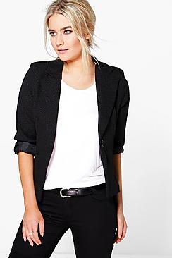 Boohoo Katie Textured Crop Blazer