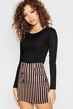 Boohoo Tonal Stripe Print Mini Skirt