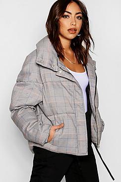 Boohoo Check Puffer Jacket