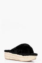 Boohoo Rachel Cross Strap Sheerling Espadrille Slider