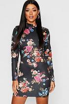 Boohoo Floral Print Bodycon Mini Dress