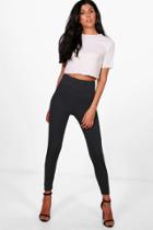 Boohoo Bonnie Ribbed Pocket Back High Waist Leggings Black