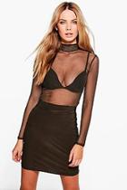 Boohoo Tia Turtle Mesh Body And Skirt Co-ord