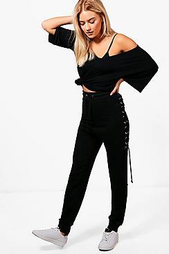 Boohoo Lace Up Loopback Joggers