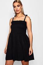 Boohoo Plus Jemima Tie Sleeve Sheared Skater Dress